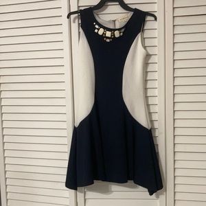 Navy blue and cream dress